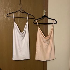 Elegant satin White and Cream cami’s with adjustable straps and cowl neck